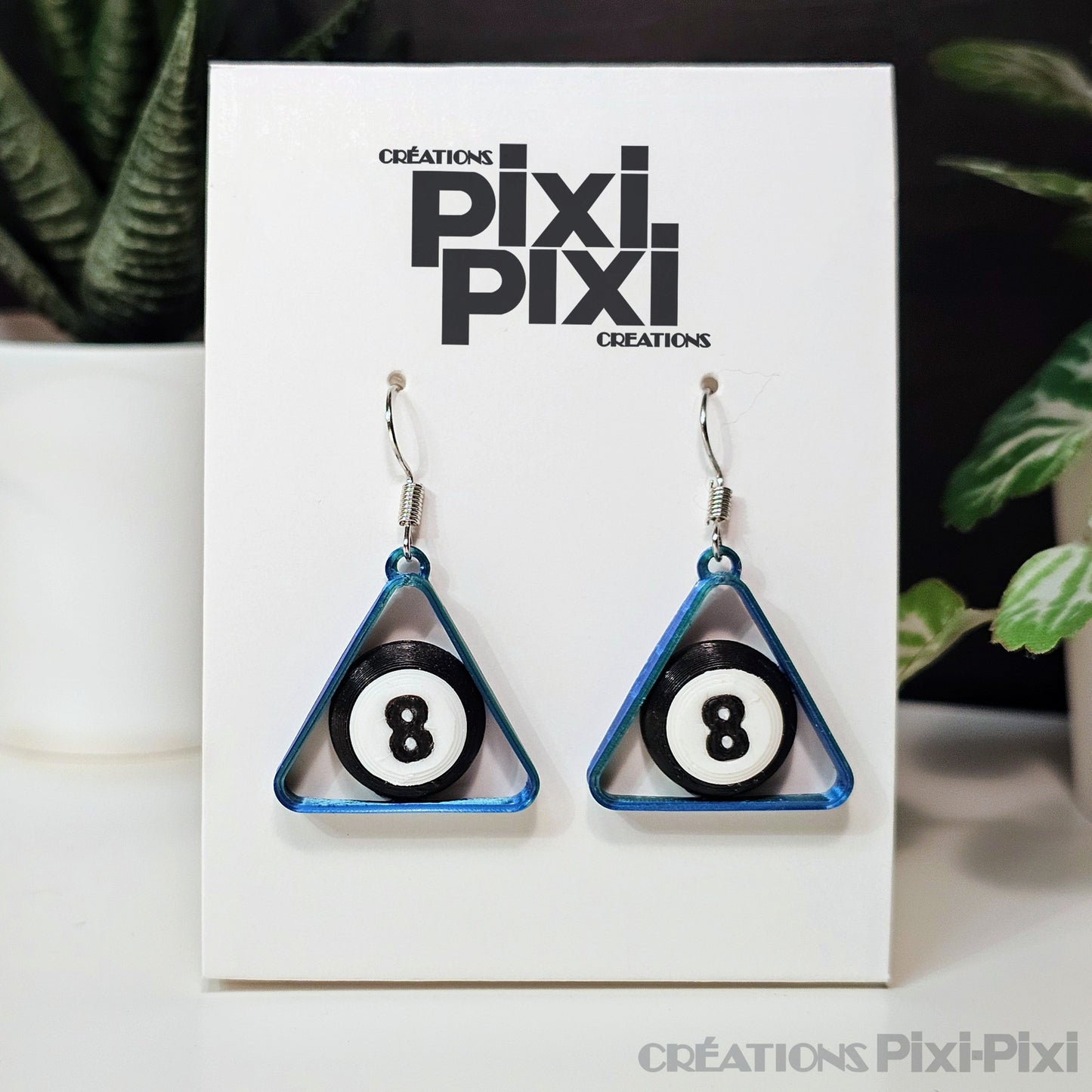 Boucles d'oreilles ✨ Boule-(8)- Satiné Bicolore Bleu/Vert